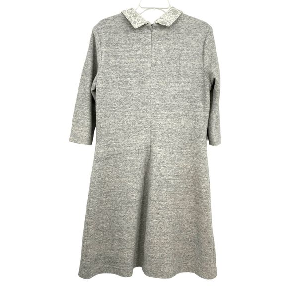 Anthropologie Leonor Silva Etain Dress Gray 3/4 Sleeves Lace Collar Women Large - Picture 6 of 16